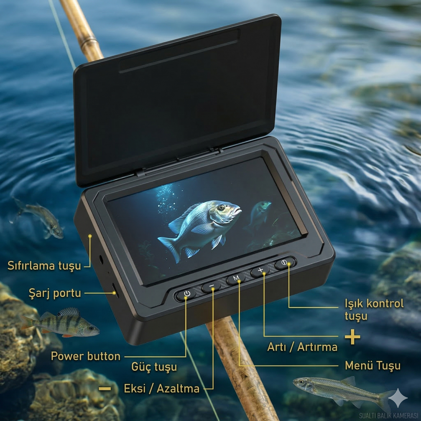 Sualtı Balıkçılık Kamerası 4,3 İnç 15 Metre Kablo Taşınabilir Sualtı Balık Bulucu 1000TVL IP68 Göl ve Buzda Balık Avı İçin Balıkçılık Kamerası